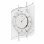Standuhren.com 🕰️ AMS F5506 Funkwanduhr mit silbernem Metallgehäuse und geschwungenem Mineralglas in modernem Design