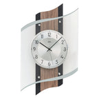 Standuhren.com 🕰️ AMS F5519 Funkwanduhr mit Holzgehäuse in Fossilstruktur, Aluminium-Zifferblatt und Mineralglas