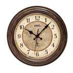Standuhren.com 🕰️ AMS Funkwanduhr in Braun Antik mit klassischem Zifferblatt und Mineralglas