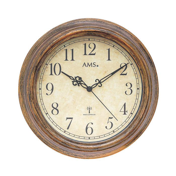 AMS F5575 Radio-Controlled Outdoor Wall Clock with Weatherproof Plastic Casing