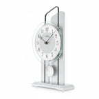 Standuhren.com 🕰️ AMS T1258 Tischuhr in moderner Aluminium-Optik mit Pendel, Mineralglas und klarem Zifferblatt.