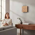 Standuhren.com 🕰️ AMS W9700 Wanduhr mit Wildeiche-Zifferblatt und schwarzem Metalldesign in modernem Wohnzimmer