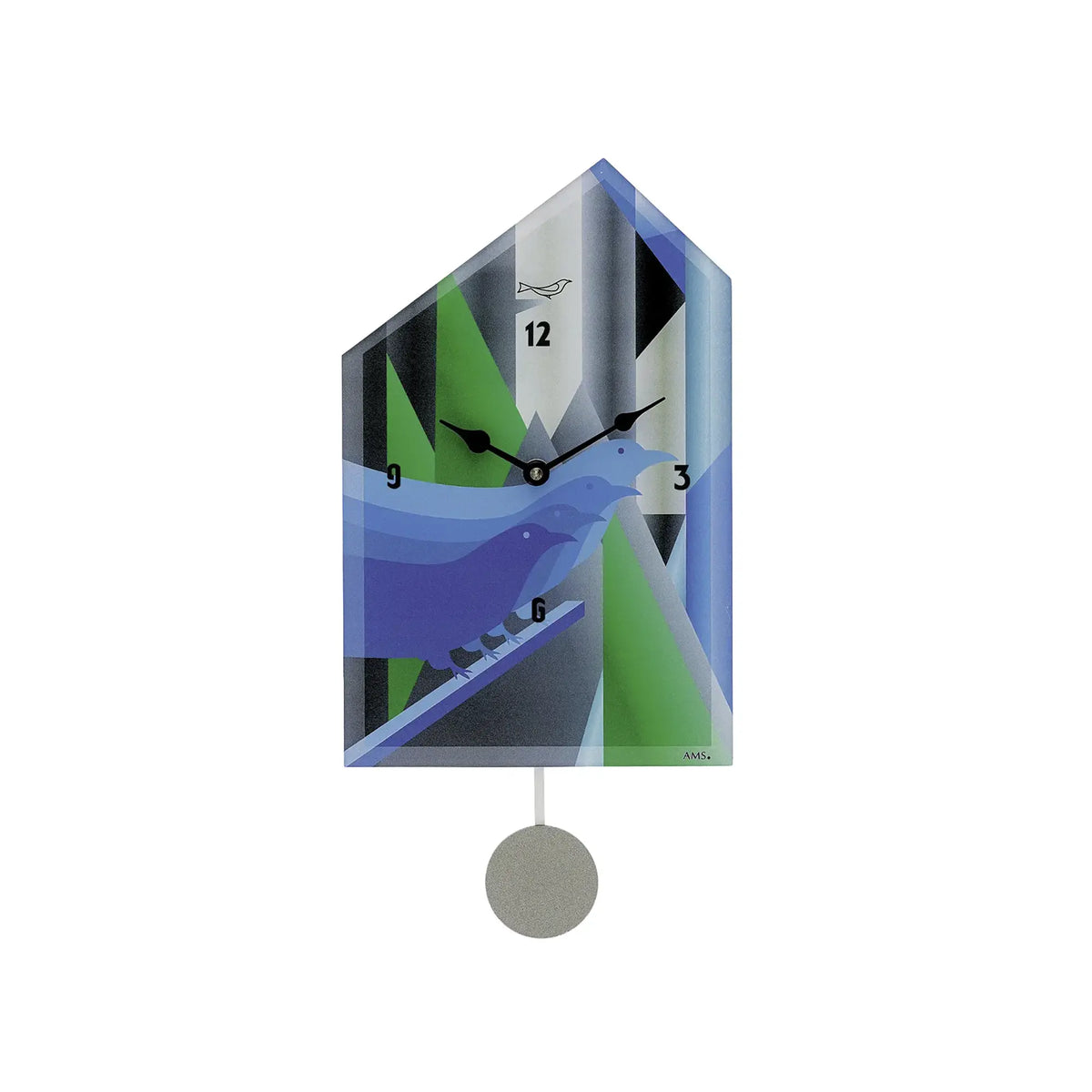 AMS W7494 Cuckoo Clock with Blue Bird Design and Quartz Pendulum Movement